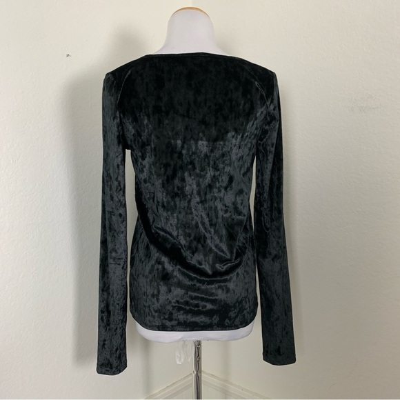 Vince Crushed Velvet Square Neck Top Womens M Black Romantic Velour Witchy Goth - Picture 5 of 16